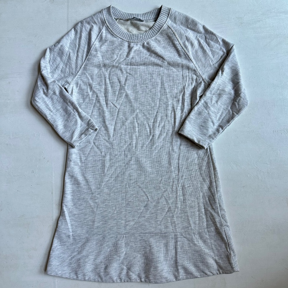 Zara Light Gray Long Sleeve Sweatshirt Mini Dress